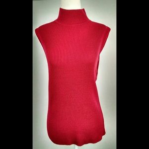 Croft & Barrow Red Ribbed Mock Neck Sleeveless Top